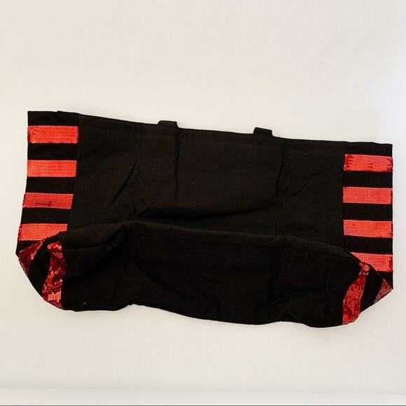 New Victoria Secrets Red & Black Lips Sequin Tote - Picture 4 of 6